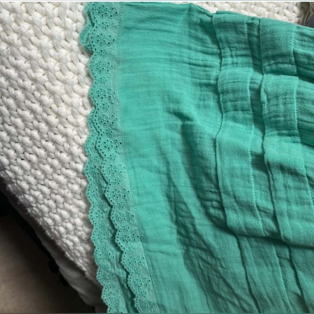 NWT Nordstrom Rack Seafoam Green Sundress with Puff Sleeves and V-Neck - Picture 3 of 10